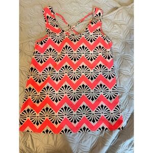 Charming Charlie Neon Pink Geometric Criss Cross Back Tank Size Sm